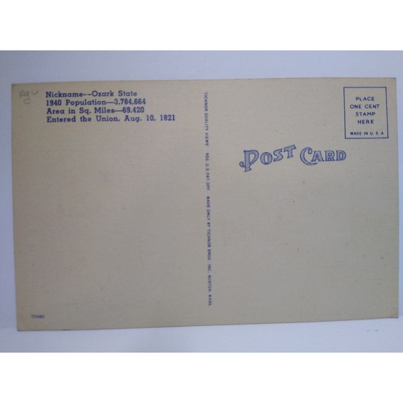 Greetings From Missouri Large Big Letter Postcard Linen Vintage Tichnor Unused - Picture 2 of 2